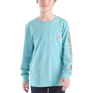 image:imageCarhartt Boys LongSleeve Logo Sleeve Pocket TShirt  Cotton Jersey  Midweight Cotton Is Soft Against The Skin But  Everyday WearStillwater