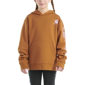 image:imageCarhartt Girls Hooded Sweatshirt  Polyester Blend  65Ounce 70 Cotton30 Polyester Printed Fleece  Everyday WearBrown