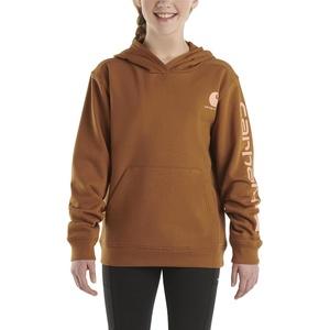 image:imageCarhartt Girls Hooded Sweatshirt  Polyester Blend  65Ounce 70 Cotton30 Polyester Printed Fleece  Everyday WearCarhartt Brown