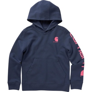 image:imageCarhartt Girls Hooded Sweatshirt  Polyester Blend  65Ounce 70 Cotton30 Polyester Printed Fleece  Everyday WearDark Denim
