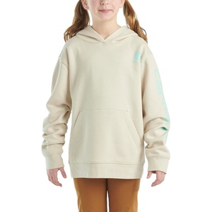 image:imageCarhartt Girls Hooded Sweatshirt  Polyester Blend  65Ounce 70 Cotton30 Polyester Printed Fleece  Everyday WearLight Malt Beige