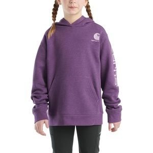 image:imageCarhartt Girls Hooded Sweatshirt  Polyester Blend  65Ounce 70 Cotton30 Polyester Printed Fleece  Everyday WearMajesty Heather Purple