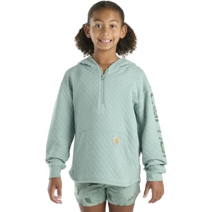 image:imageCarhartt Kids CA7108 LongSleeve Quilted Jersey Half Zip Sweatshirt  GirlsMed Green