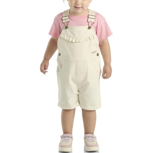 image:imageCarhartt Kids CM9748 Canvas Ruffle Front Shortall  GirlsLight Beige