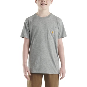 image:imageCarhartt Kids Short Sleeve Pocket TShirt Tee Shirt  100 Cotton  A Classic Pocket Tee Built Tough For Kids  Everyday WearCharcoal Heather Grey