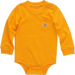 image:imageCarhartt LongSleeve Pocket Bodysuit  100 Cotton  Made From Breathable 100 Cotton Jersey  Easy ChangesBright Marigold Orange