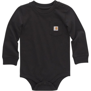 image:imageCarhartt LongSleeve Pocket Bodysuit  100 Cotton  Made From Breathable 100 Cotton Jersey  Easy ChangesCaviar Black