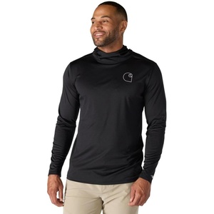 image:imageCarhartt Mens Force Sun Defender Lightweight LongSleeve Hooded Logo Graphic TShirtBlack