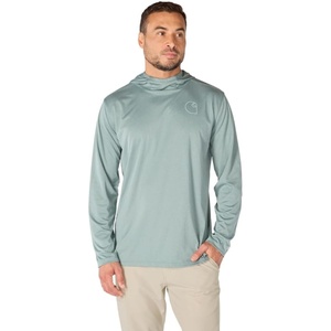 image:imageCarhartt Mens Force Sun Defender Lightweight LongSleeve Hooded Logo Graphic TShirtGreen Slate Heather
