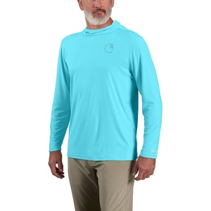 image:imageCarhartt Mens Force Sun Defender Lightweight LongSleeve Hooded Logo Graphic TShirtGulf Blue