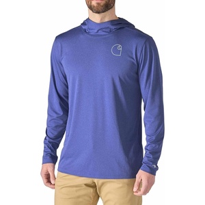 image:imageCarhartt Mens Force Sun Defender Lightweight LongSleeve Hooded Logo Graphic TShirtRanchers Sky Heather