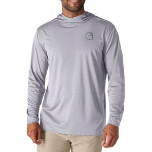 image:imageCarhartt Mens Force Sun Defender Lightweight LongSleeve Hooded Logo Graphic TShirtSteel Heather