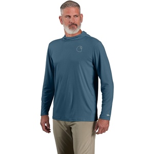 image:imageCarhartt Mens Force Sun Defender Lightweight LongSleeve Hooded Logo Graphic TShirtStorm Blue Heather