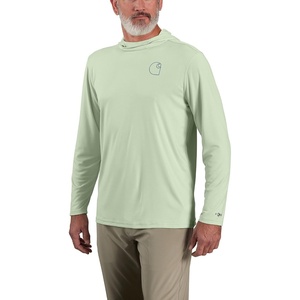 image:imageCarhartt Mens Force Sun Defender Lightweight LongSleeve Hooded Logo Graphic TShirtTender Greens