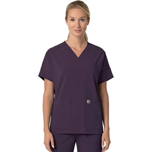 image:imageCarhartt Scrubs C13110 Womens Force CrossFlex Modern Fit Oversized VBlack Plum