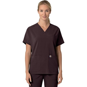 image:imageCarhartt Scrubs C13110 Womens Force CrossFlex Modern Fit Oversized VDark Sepia