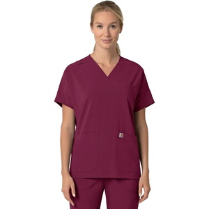 image:imageCarhartt Scrubs C13110 Womens Force CrossFlex Modern Fit Oversized VWine