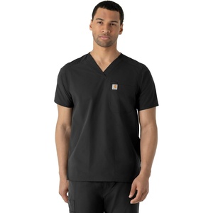 image:imageCarhartt Scrubs for Men Force Essentials VNeck Shirttail Tops with 4 PocketsBlack