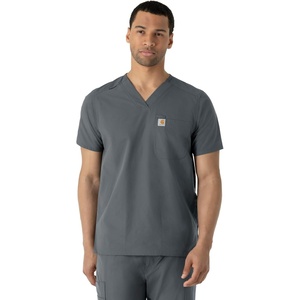 image:imageCarhartt Scrubs for Men Force Essentials VNeck Shirttail Tops with 4 PocketsPewter