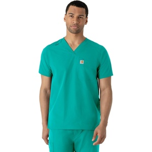 image:imageCarhartt Scrubs for Men Force Essentials VNeck Shirttail Tops with 4 PocketsTeal Blue