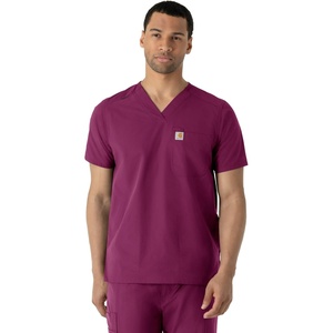 image:imageCarhartt Scrubs for Men Force Essentials VNeck Shirttail Tops with 4 PocketsWine