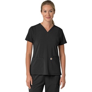 image:imageCarhartt Scrubs for Women Force CrossFlex Panel VNeck Tops with 3 PocketsBlack