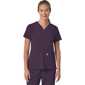 image:imageCarhartt Scrubs for Women Force CrossFlex Panel VNeck Tops with 3 PocketsBlack Plum