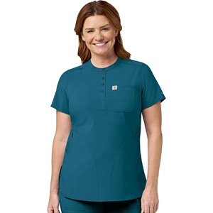 image:imageCarhartt Scrubs for Women Force CrossFlex Panel VNeck Tops with 3 PocketsCaribbean Blue
