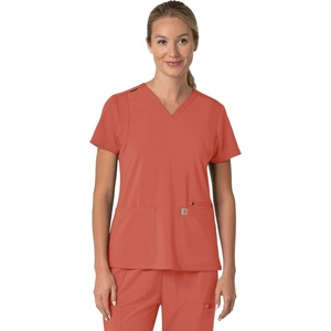 image:imageCarhartt Scrubs for Women Force CrossFlex Panel VNeck Tops with 3 PocketsDusty Cedar