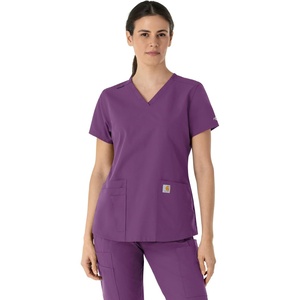 image:imageCarhartt Scrubs for Women Force CrossFlex Panel VNeck Tops with 3 PocketsEggplant