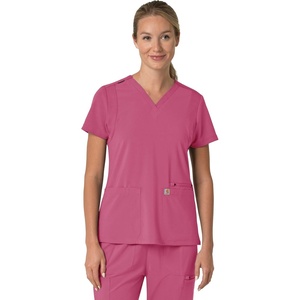 image:imageCarhartt Scrubs for Women Force CrossFlex Panel VNeck Tops with 3 PocketsElectric Fuschia