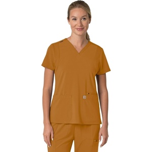image:imageCarhartt Scrubs for Women Force CrossFlex Panel VNeck Tops with 3 PocketsFox Brown
