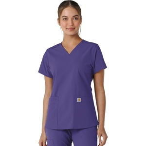 image:imageCarhartt Scrubs for Women Force CrossFlex Panel VNeck Tops with 3 PocketsGrape