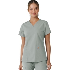 image:imageCarhartt Scrubs for Women Force CrossFlex Panel VNeck Tops with 3 PocketsGrey