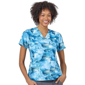 image:imageCarhartt Scrubs for Women Force CrossFlex Panel VNeck Tops with 3 PocketsIndigo Flow