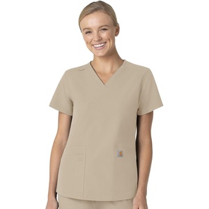 image:imageCarhartt Scrubs for Women Force CrossFlex Panel VNeck Tops with 3 PocketsKhaki