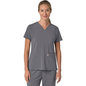 image:imageCarhartt Scrubs for Women Force CrossFlex Panel VNeck Tops with 3 PocketsPewter