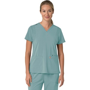 image:imageCarhartt Scrubs for Women Force CrossFlex Panel VNeck Tops with 3 PocketsSummer Blue