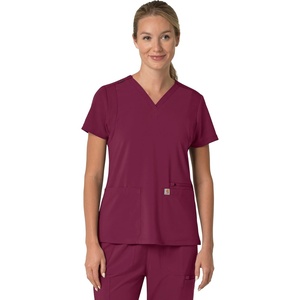 image:imageCarhartt Scrubs for Women Force CrossFlex Panel VNeck Tops with 3 PocketsWine