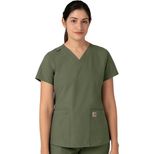 image:imageCarhartt Scrubs for Women Force Essentials VNeck Tops with 5 PocketsOlive