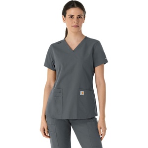 image:imageCarhartt Scrubs for Women Force Essentials VNeck Tops with 5 PocketsPewter