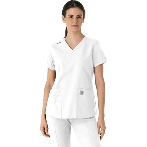 image:imageCarhartt Scrubs for Women Force Essentials VNeck Tops with 5 PocketsWhite