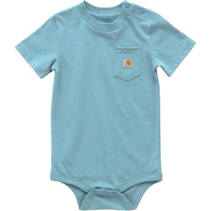 image:imageCarhartt Unisex Baby Shortsleeve Bodysuit Pocket Tshirt  Cotton Jersey  RibKnit Crewneck Holds Its Shape Throughout  AllDay ComfortAdriatic Blue