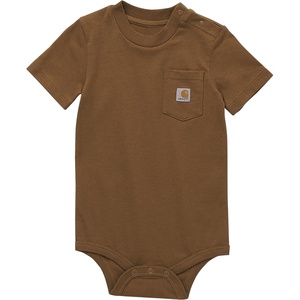 image:imageCarhartt Unisex Baby Shortsleeve Bodysuit Pocket Tshirt  Cotton Jersey  RibKnit Crewneck Holds Its Shape Throughout  AllDay ComfortCarhartt Brown