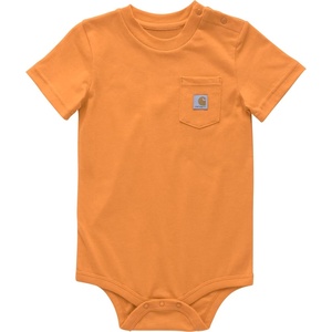 image:imageCarhartt Unisex Baby Shortsleeve Bodysuit Pocket Tshirt  Cotton Jersey  RibKnit Crewneck Holds Its Shape Throughout  AllDay ComfortExotic Orange