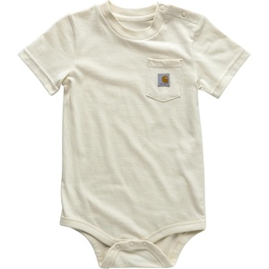 image:imageCarhartt Unisex Baby Shortsleeve Bodysuit Pocket Tshirt  Cotton Jersey  RibKnit Crewneck Holds Its Shape Throughout  AllDay ComfortTurtledove Beige