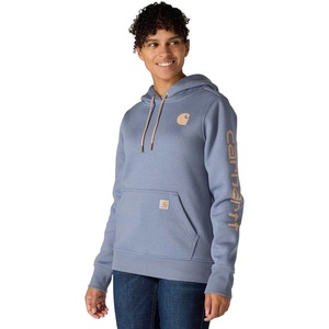 image:imageCarhartt Womens Iconic Clarksburg Logo SweatshirtLight Faded Navy HeatherLight Taupe Hea