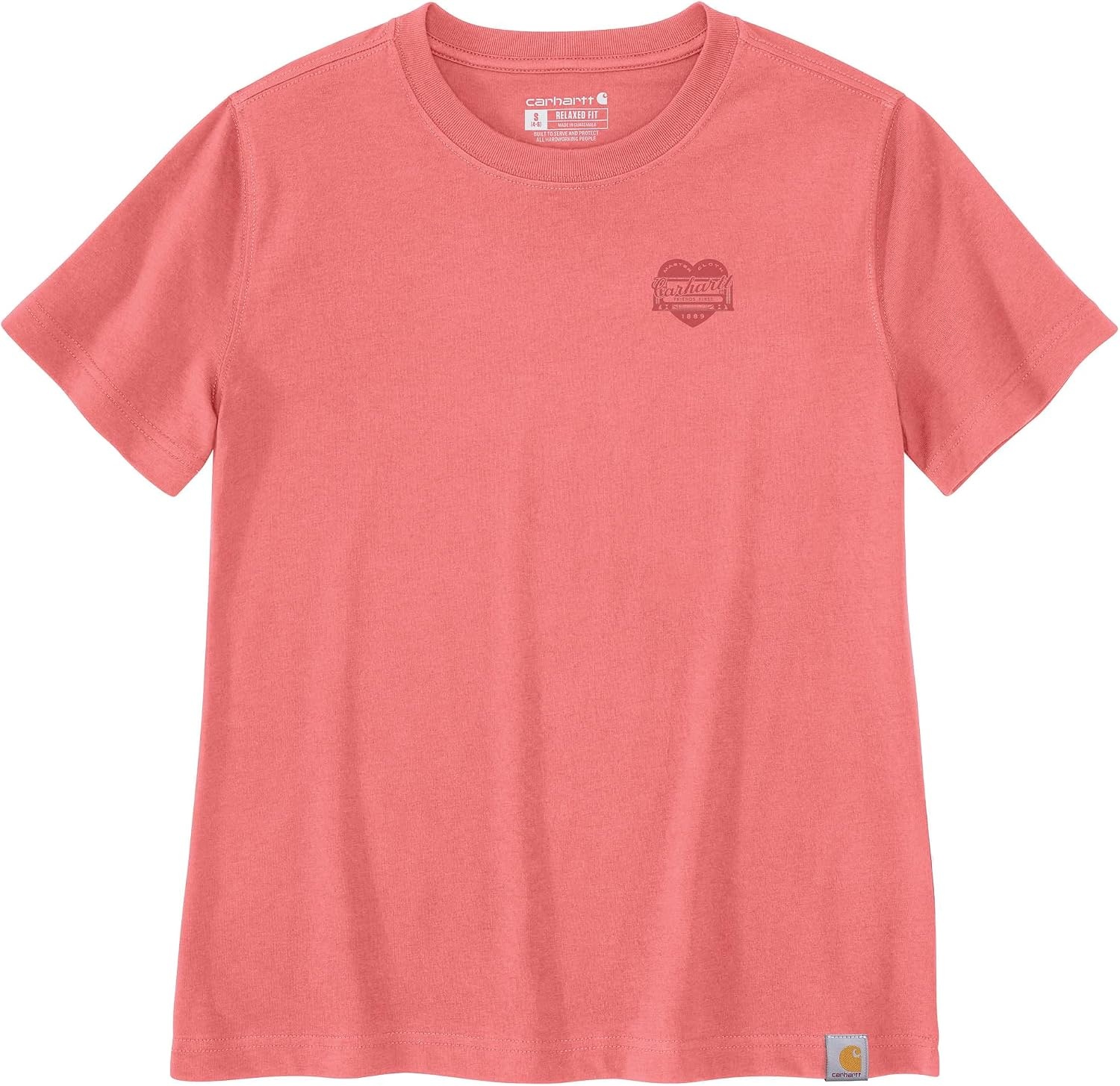 image:imageCarhartt Womens Irvine Relaxed Heritage Heart TShirtFire Coral