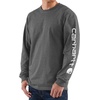image:imageCarhartt Mens Dearborn Loose LongSleeve Logo TShirt CloseoutCarbon Heather