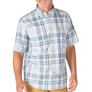 image:imageCarhartt Mens 107273 Fort Loose Short Sleeve Plaid ShirtBlue Aura